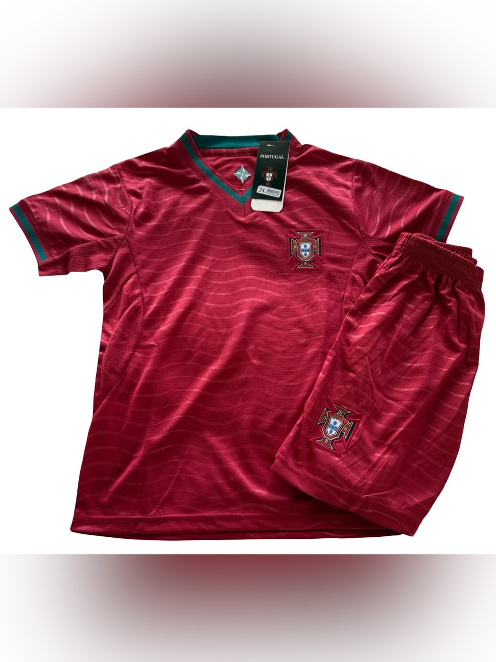 Portugal Soccer Fan Jersey & Shorts Set Youth size L/XL 12-14 tag size 24